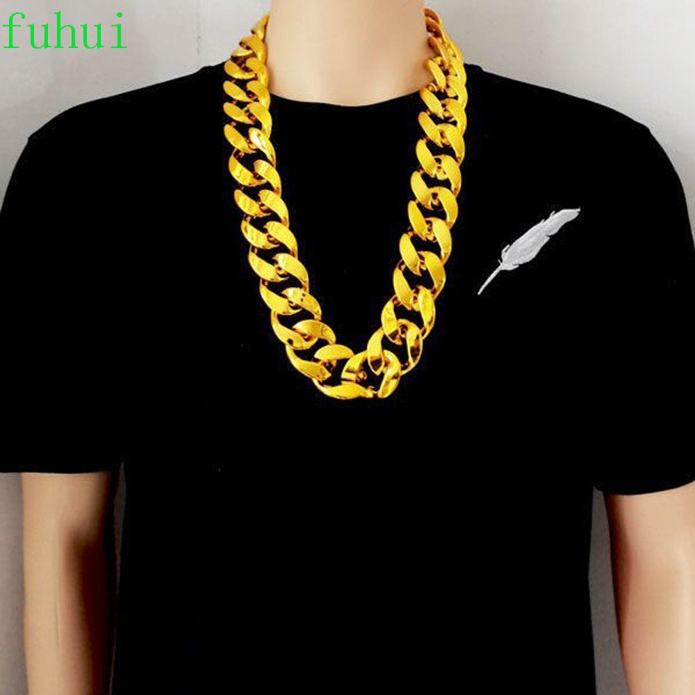 Fuhui สร้อยคอโซ่พลาสติก ชุบทอง สไตล์ฮิปฮอป DIY สําหรับผู้ชาย