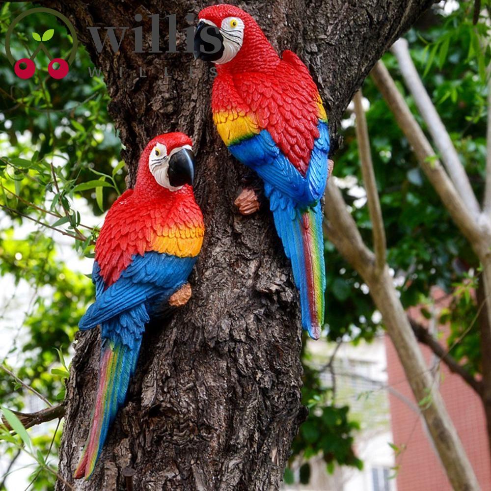 Willis รูปปั้นนกแก้ว ต้นบอนไซ เหมือนจริง ติดผนัง สําหรับตกแต่งบ้าน สวน กลางแจ้ง