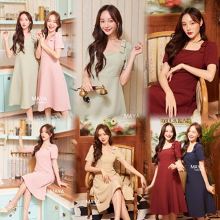 MAYA089s m l xl  สีดำ เข้าใหม่ ชุดเดรสแต่งโบว์ไหล่ เดรสสั้นไ…