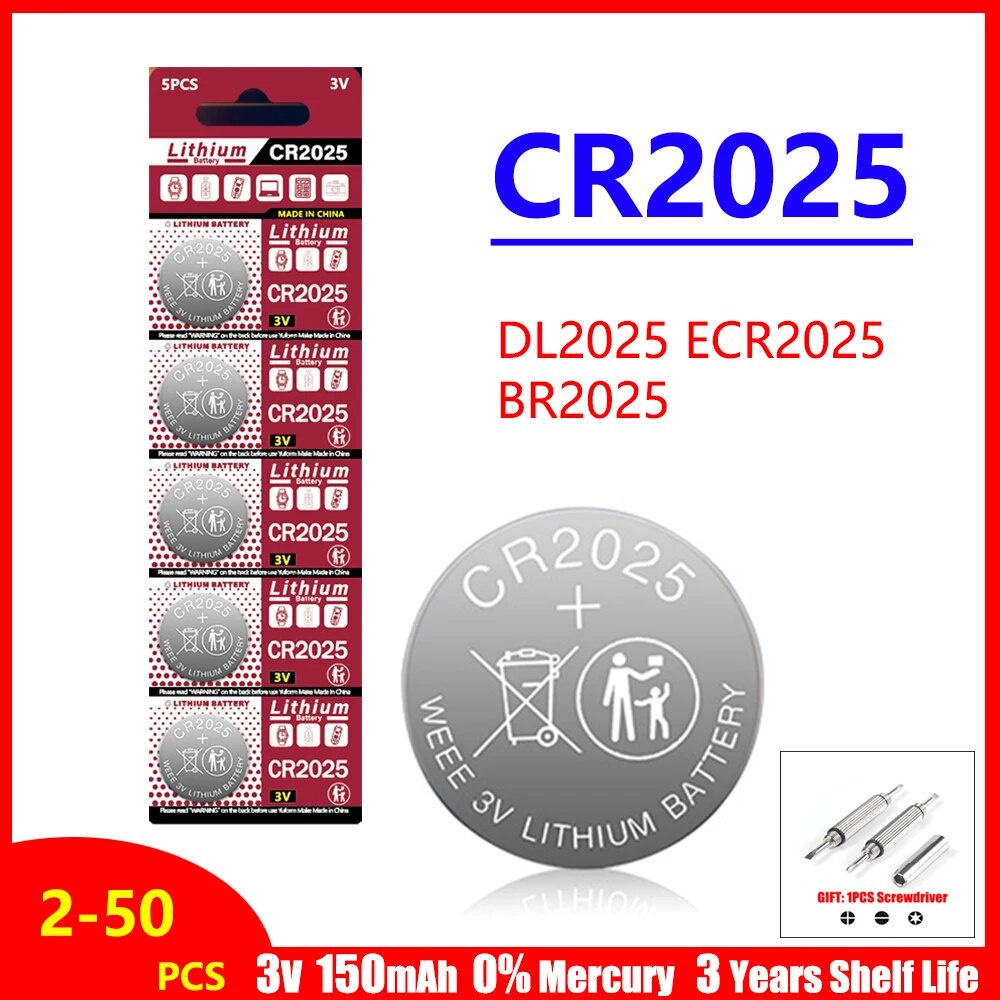 3V Lithium Batteries CR2025 DL2025 BR2025 KCR2025 CR 2025 Button Coin Cell For Car Remote Control Wa