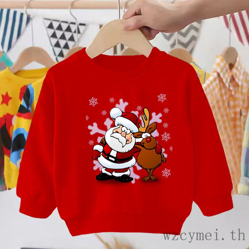 【พร้อมส่ง】ชุดคริสต์มาส เสื้อกันหนาวเด็ก ลายคริสต์มาส สีแดง สําหรับเด็กนักเรียนประถม มัธยมต้น และปีใหม่ เสื้อกันหนาว แขนยาว ลายคริสต์มาส ซานต้า กวาง สีแดง แฟชั่นฤดูใบไม้ร่วง สําหรับเด็กผู้ชาย และเด็กผู้หญิง 2022