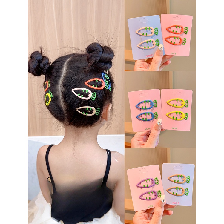 พร้อมส่ง กิ๊บติดผมหน้าม้า รูปแครอท แบบกลวง เครื่องประดับ สําหรับเด็กผู้หญิง