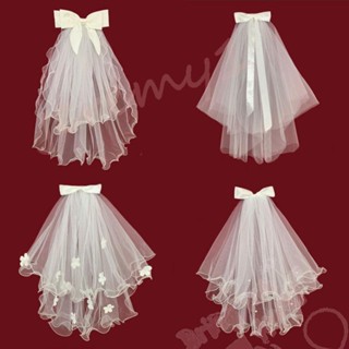 Jeremy1 กิ๊บติดผม ผ้าคลุมหน้าเจ้าสาว ริบบิ้น ดอกไม้ ผ้าคลุมแ…