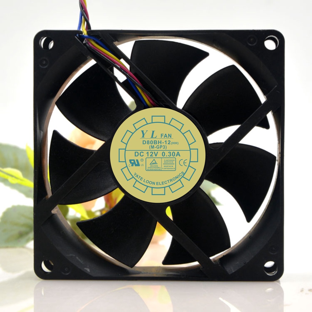 อินเวอร์เตอร์ Yuelun 8025 12V 0.30A D80BH-12 (HH) 3 สาย cpu เมนบอร์ดพัดลม