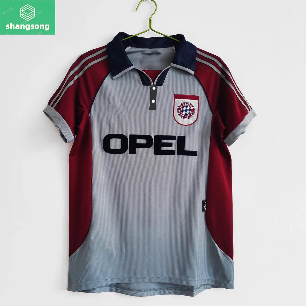 เสื้อกีฬาแขนสั้น ลายทีมชาติฟุตบอล Bayern Away 1998-99 ชุดเยือน สไตล์เรโทร