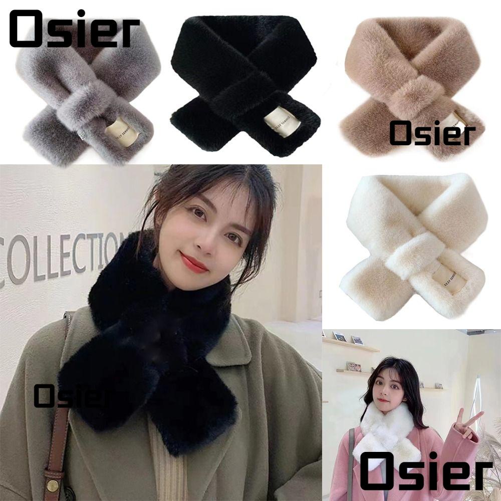 Osier1 ผ้าพันคอ ผ้ากํามะหยี่ขนนิ่ม แบบหนา กันลม ให้ความอบอุ่น แฟชั่นฤดูใบไม้ร่วง ฤดูหนาว