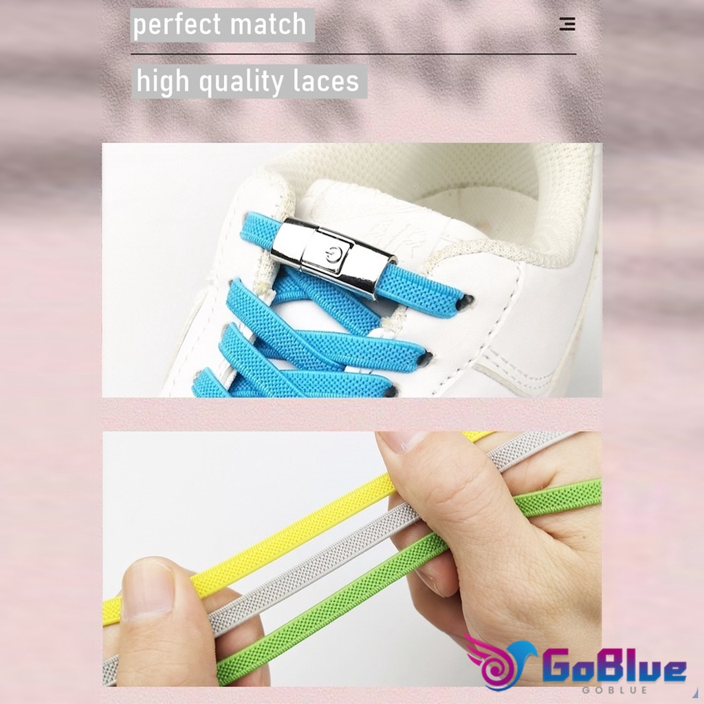 GoBlue เชือกรองเท้าสายยืดได้ 8 มม. 1 คู่ แบบคลิปลีอค shoelace
