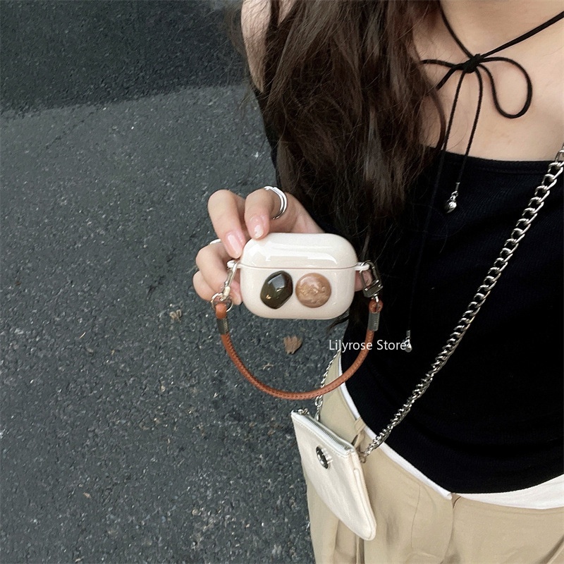 เคสหูฟังบลูทูธ ลายหินมรกต สีน้ําตาล แบบเรียบง่าย สไตล์ญี่ปุ่น และเกาหลีใต้ สําหรับ AirPods Pro2 Pro 1 2 3 Pro
