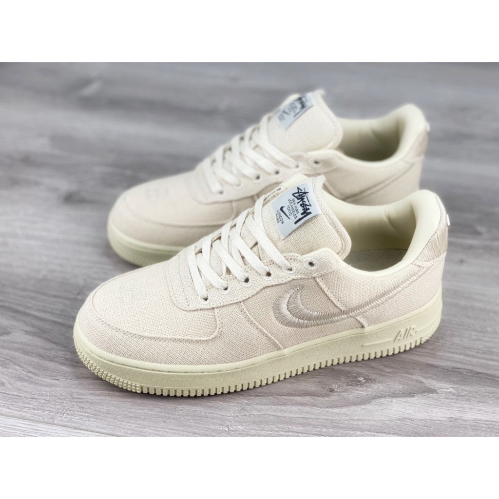 ♞,♘,♙Nike Stussy x Air Force 1 AF1 '07 Black cool low top OFF-WHITE  air sole  men shoes women shoe