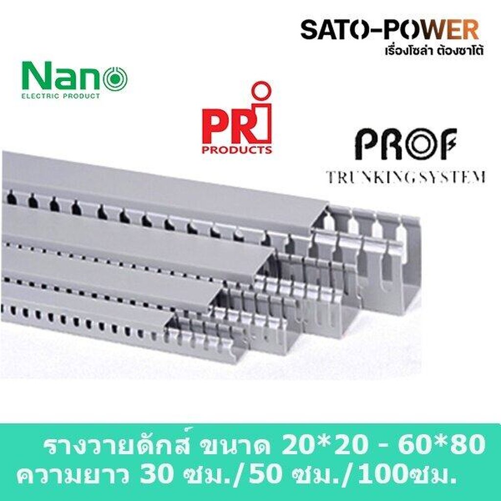 รางวายดัก WIRE DUCT NANO WD3030/ขนาด30x30/ยาว 30ซม. 50ซม. 100ซม. รางเก็บสายไฟ สีเทา รางเก็บสายไฟแบบท