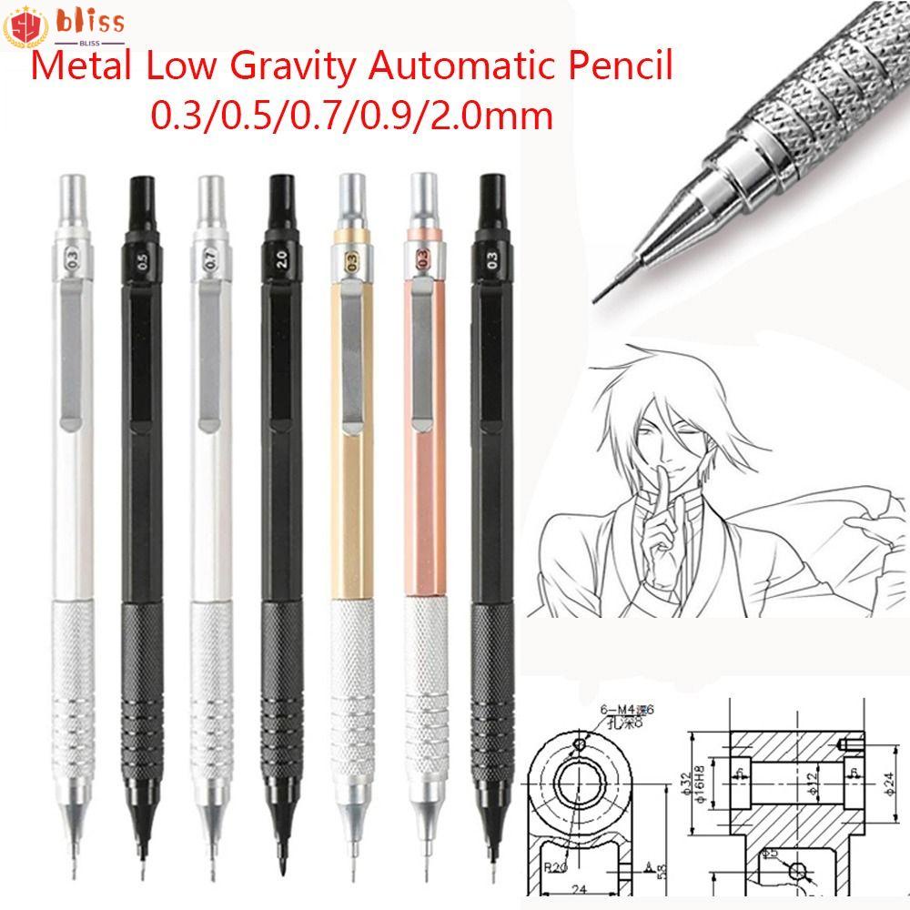 Blliss ดินสอกด โลหะ แรงโน้มถ่วงต่ํา 0.3 0.5 0.7 0.9 2.0 มม. สําหรับวาดภาพ ออกแบบการ์ตูน