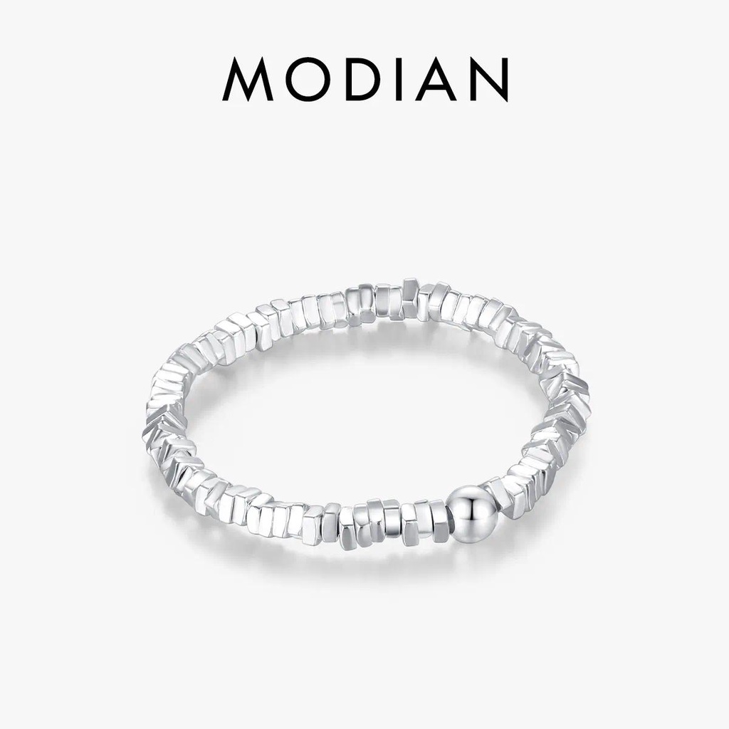 Modian แหวนเงินแท้ 925 ปรับได้ ซ้อนกันได้ เครื่องประดับแฟชั่น สําหรับผู้หญิง
