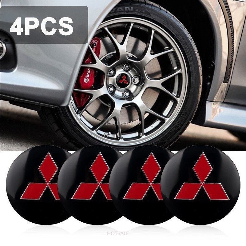 【GenuineAUTO】ฝาครอบดุมล้อรถยนต์ ลายโลโก้ Mitsubishi 3D 56 มม. U-214 4 ชิ้น