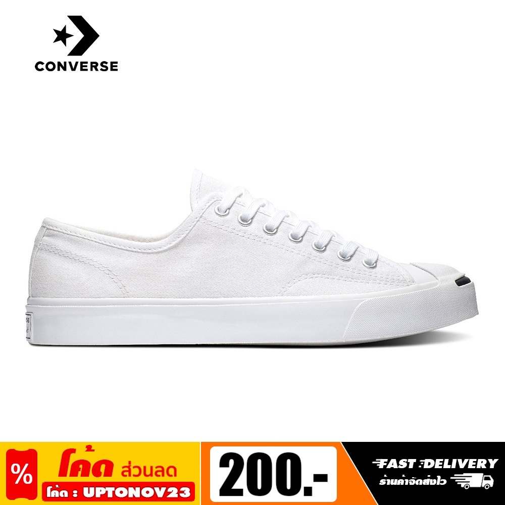 [แท้ 100%] CONVERSE รองเท้า Jack Purcell Cotton Ox White/White/Black [164057CWW] (Core Classic)