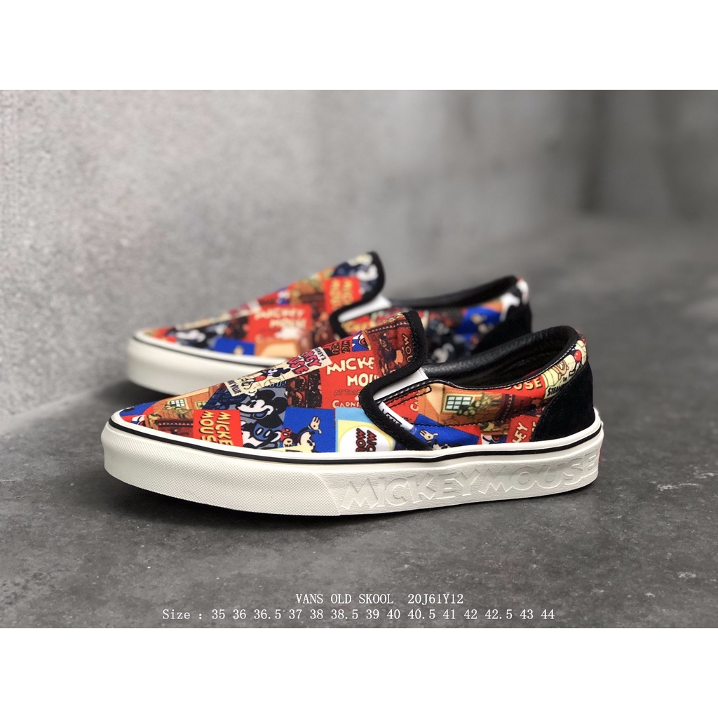 Onhand Vans Old Skool Disney Mickey Mouse Graffiti Carving Middle Sole Canvas Top Low Top Shoes รอง