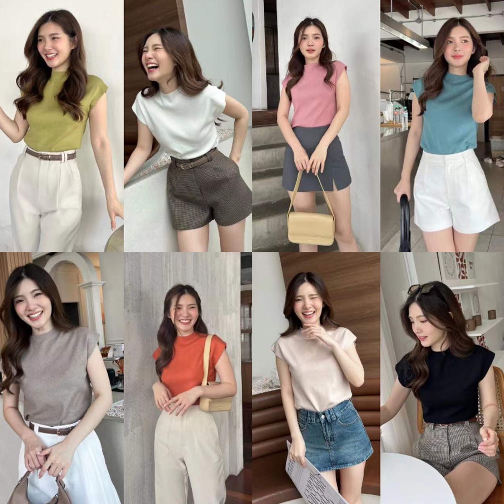 เสื้อเข้ารูปผู้หญิง ทรงเข้ารูป คอกลม กระชับ ผ้านิ่มใส่สบาย