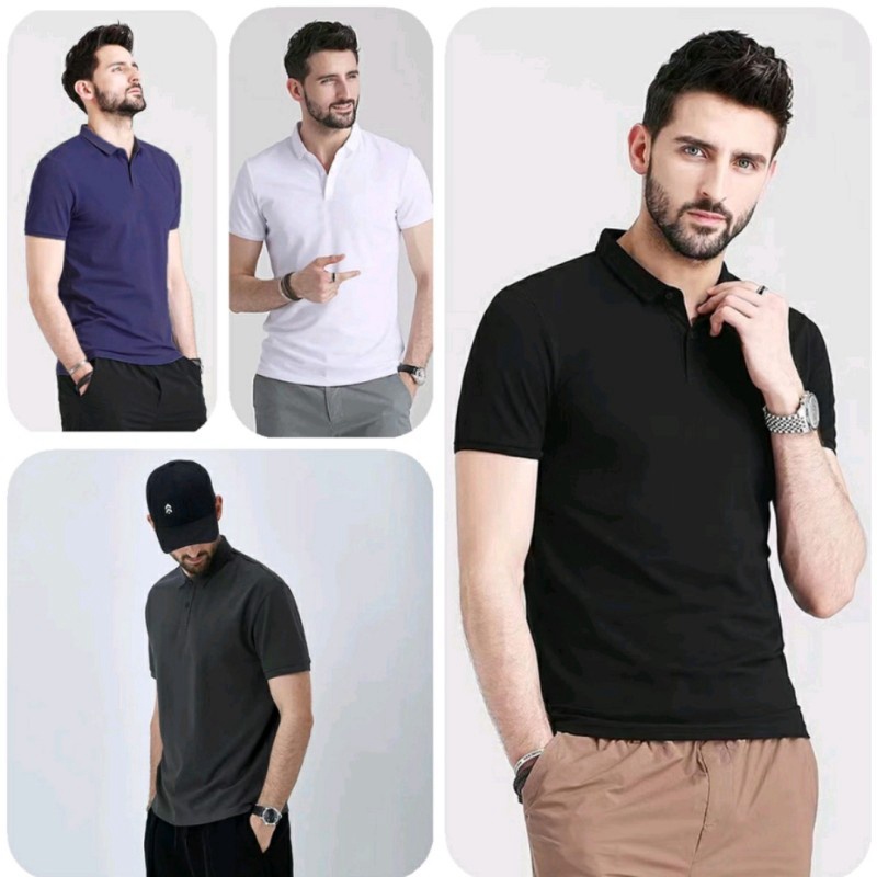 ใหม่ ที่นี่! ราคาขายส่ง: เสื้อโปโล แขนสั้น สไตล์เกาหลี ผ้านุ่ม ไร้รอยย่น สวมใส่สบาย