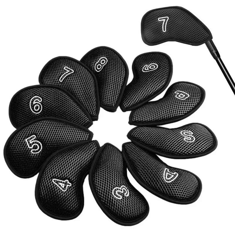 Universal 10pcs/set Golf Club Head Cover Nylon Mesh Golf Iron Cover Golf Iron Head Protection Sleeve Wedge Cover Golf Ac