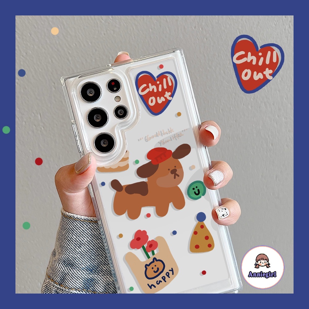 เคสโทรศัพท์มือถือใส แบบนิ่ม ลายการ์ตูนลูกสุนัข กันกระแทก สําหรับ SAMSUNG S21 S22 23 24 Ultra Plus FE S22 Ultra A32 A10 A13 A04 A04E A50s A30s A12 M12