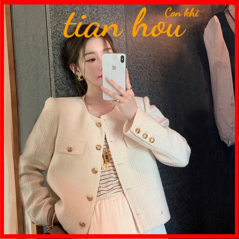 Xiaoxiang เสื้อแจ็กเก็ตแขนยาว ผ้าขนสัตว์ แบบหนา แฟชั่นฤดูใบไม้ร่วง และฤดูหนาว สําหรับผู้หญิง