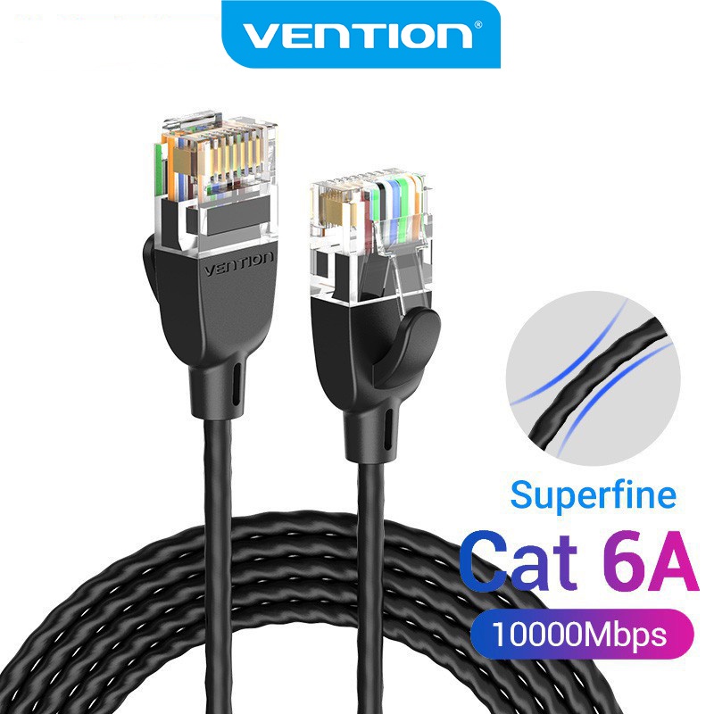 Vention Cat6a Ethernet Ultra Slim 10 Gigabit Rj45 สายเคเบิลเครือข่ายแพทช์ สําหรับเราเตอร์โมเด็มพีซี