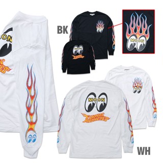 Mooneyes เสื้อยืดคอกลม แขนยาว ผ้าฝ้ายแท้ พิมพ์ลายรถจักรยานยน…