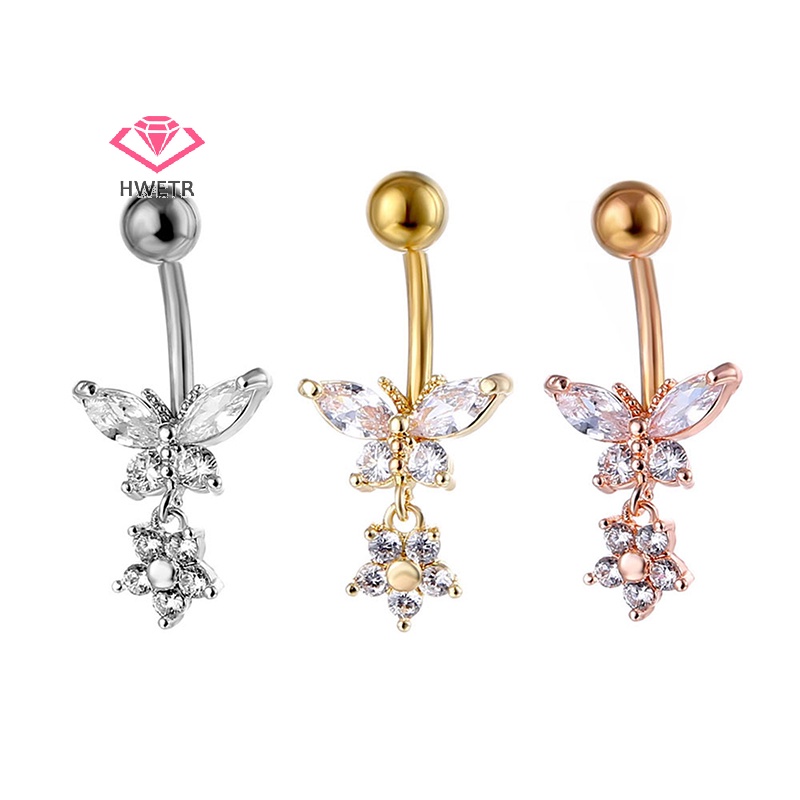 ไง เพทายคริสตัลผ่าตัดเหล็กสะดือปุ่มท้องแหวนใหม่