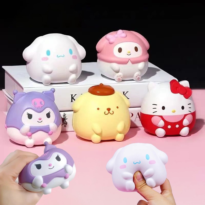 ของเล่นบีบสกุชชี่ รูปการ์ตูนอนิเมะ Sanrio Kawaii Melody Kuromi Cinnamoroll ช่วยบรรเทาความเครียด สําหรับเด็ก