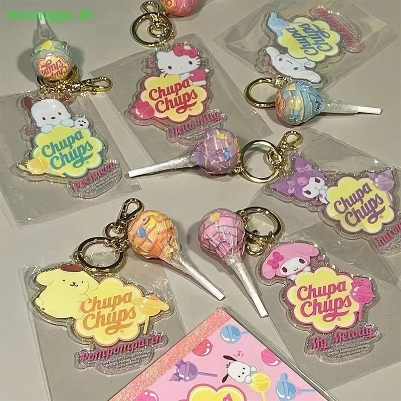 Monnygo Sanrio อะคริลิคจี้พวงกุญแจ Hello Kitty Kuromi Cinnamoroll Stick Candy จี้พวงกุญแจกระเป๋าเครื่องประดับอุปกรณ์เสริมพวงกุญแจ TH