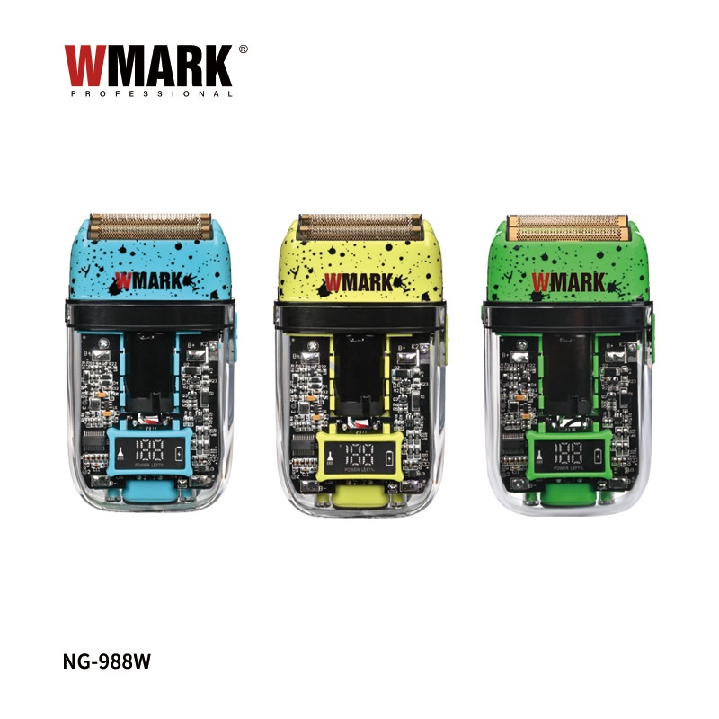 NG-988W ตัวเครื่องโปร่งใสรุ่นใหม่ของ WMARK ใบมีดชุบไทเทเนียมแบบลูกสูบ USB เครื่องโกนหนวดไฟฟ้า