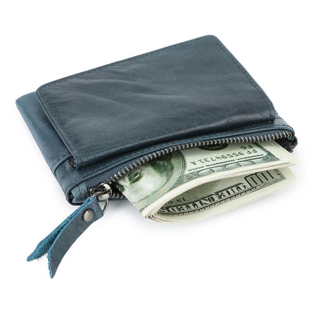 กระเป๋าใส่เหรียญ VOYAGER, Multi Card Seat Slim RFID Wallet, Minimalist Mini Real Leather Card Holder Men