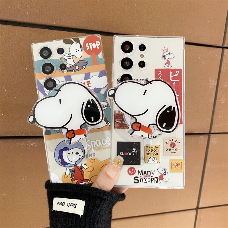 เคสป้องกันโทรศัพท์มือถือ แบบนิ่ม ลายการ์ตูนสนูปปี้ มีแม่เหล็ก สําหรับ Samsung Galaxy S24 Ultra S23 S22 Ultra S21fe S23 Plus NOTE20 Ultra