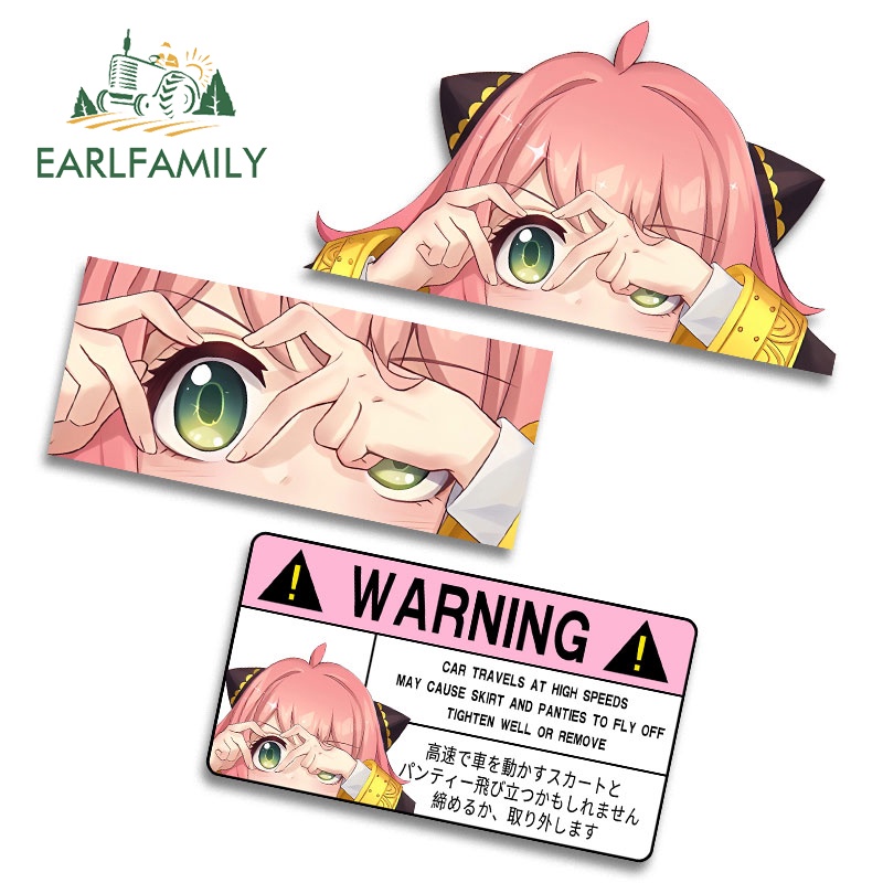 EARLFAMILY 13 ซม.SPY x FAMILY Anya อะนิเมะรถสติกเกอร์ที่น่าสนใจกันชนรถจักรยานยนต์ไวนิล Decal Tesla VAN ATV ตกแต่ง