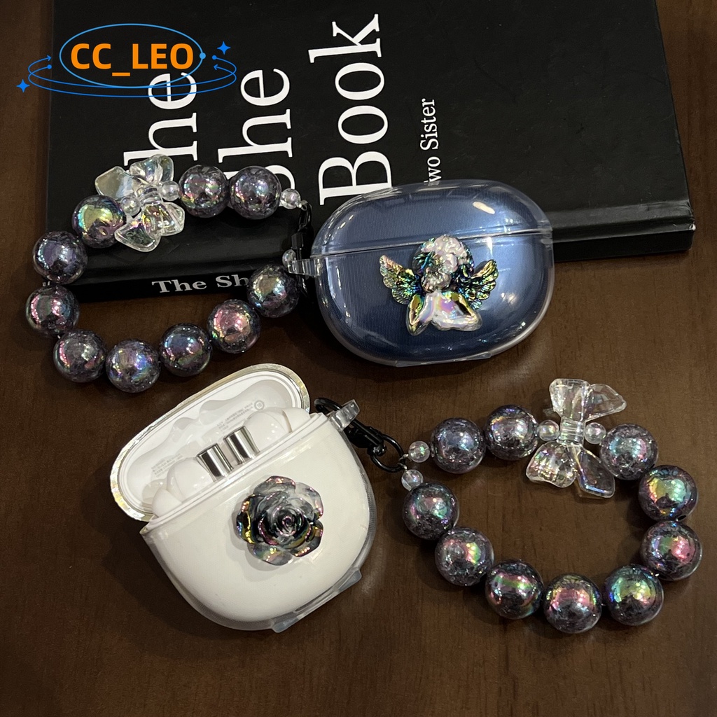 For Realme Buds Air5 Pro / Realme Buds T300 Transparent Soft Case Cute Angel Bracelet Charm Realme B