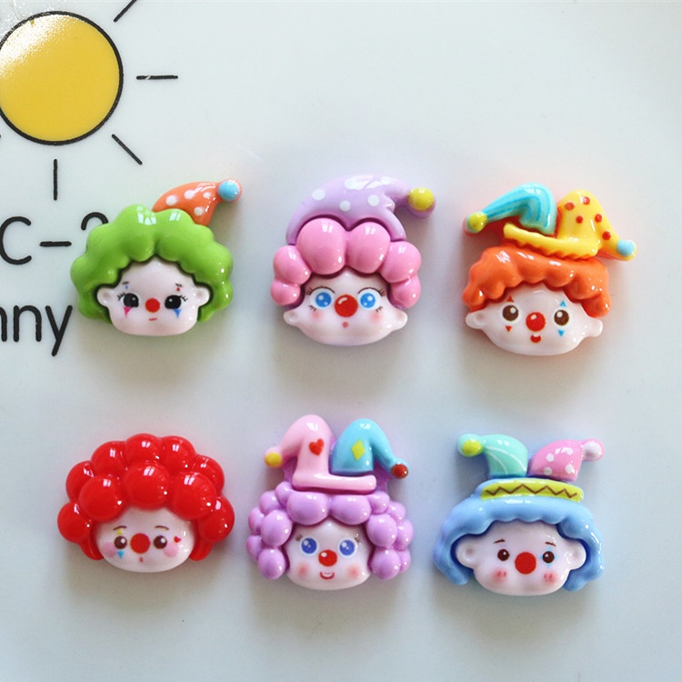 แผ่นเรซิ่น รูปตัวตลก แฮนด์เมด DIY สําหรับตกแต่งกล่องเก็บของ 10 ชิ้น ต่อชุด