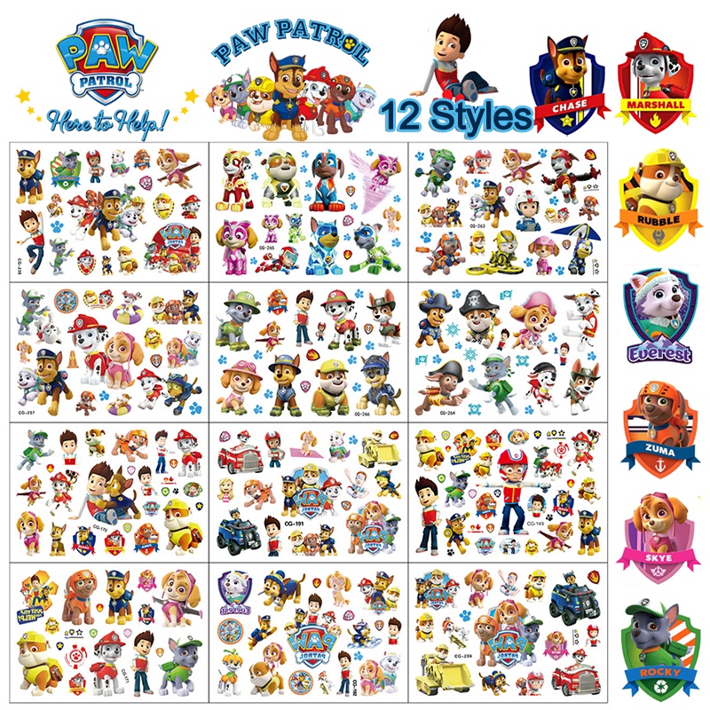 สติกเกอร์รอยสัก ลายการ์ตูน PAW Patrol น่ารัก แฟชั่น สําหรับเด็ก มี 1 ชิ้น