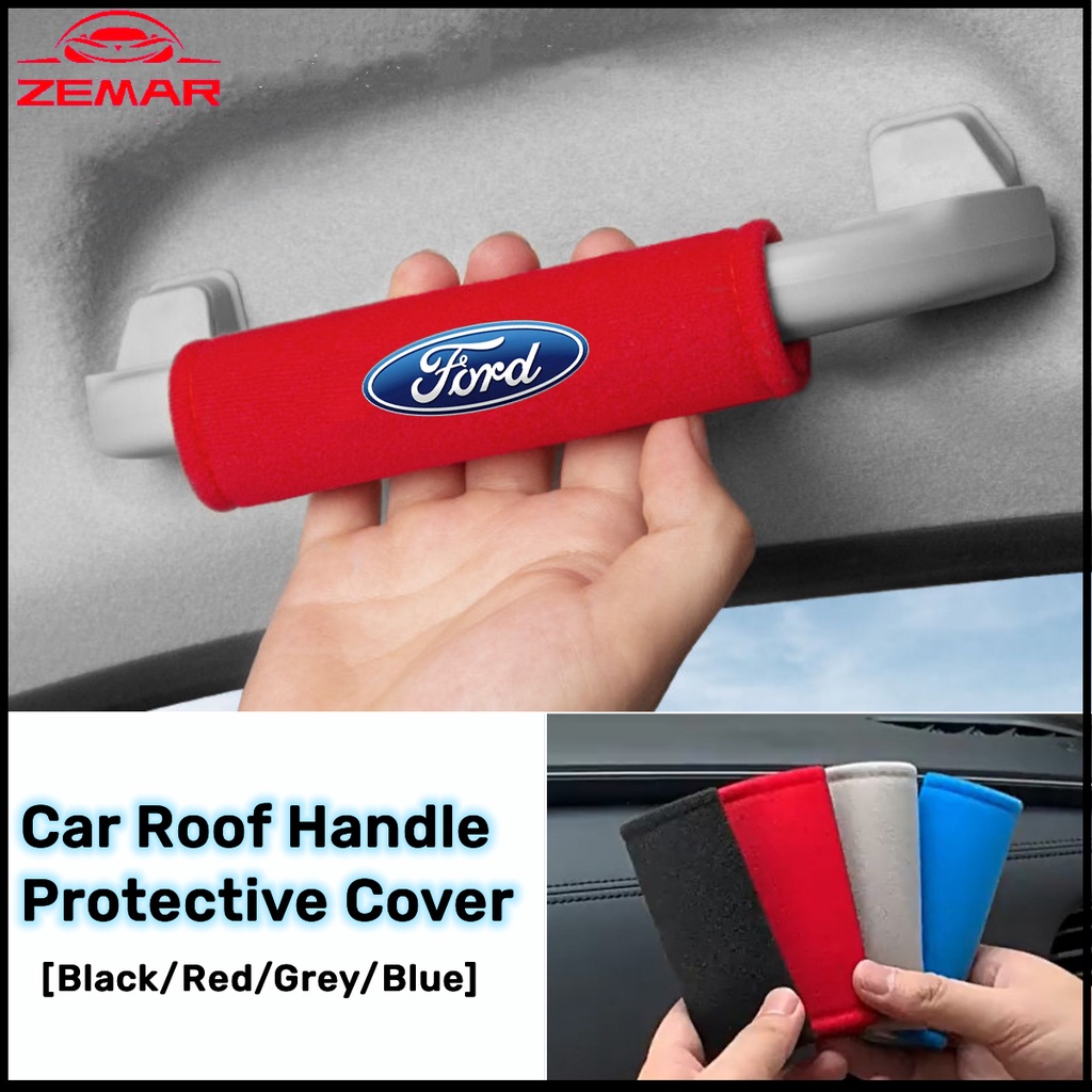 1/2/4ชิ้น Ford ถุงมือดึงหลังคารถ ฝาครอบมือจับประตูภายในรถยนต์ ป้องกันมือจับประตูด้านใน ฝาครอบป้องกันที่จับหลังคา สำหรับ Ford Ranger Raptor Everest Fiesta Focus Mustang Escape Ecosport STI
