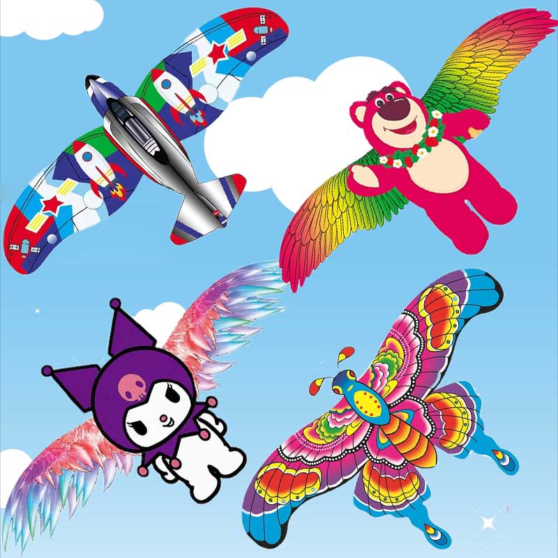 ว่าวจําลอง รูปการ์ตูนผีเสื้อ Kuromi Lotso Flying Kite ของเล่นกีฬากลางแจ้ง สําหรับเด็ก
