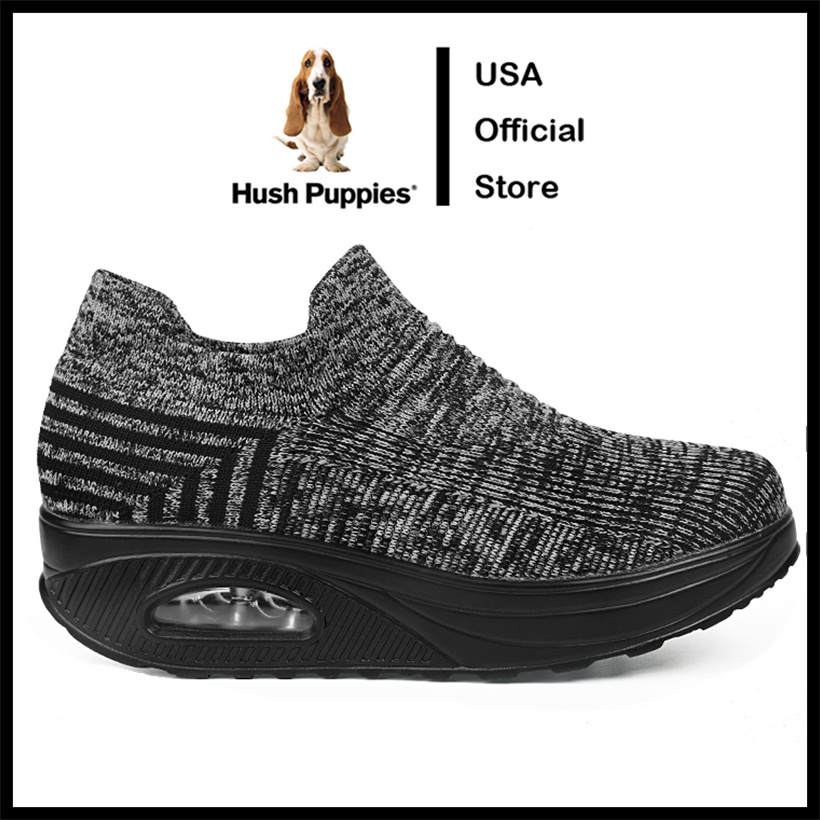 Hush Puppies รองเท้าผ้าใบ โลฟเฟอร์ ส้นแบน แบบสวมครึ่งหนึ่ง สไตล์เกาหลี สําหรับผู้หญิง และผู้ชาย