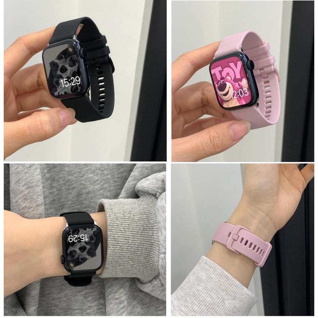 สายนาฬิกาข้อมือซิลิโคนยาง แบบนิ่ม สําหรับ Apple Watch Strap Series 8 7 SE 6 5 4 3 2 1 ขนาด 41 มม. 4