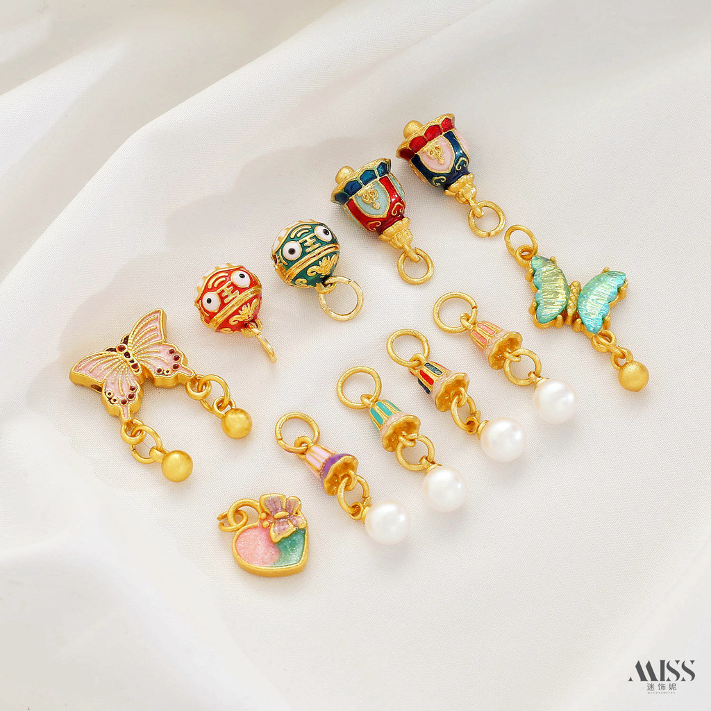 จี้ 18K Sand Ginger Sang ดอกไม้ผีเสื้อหัวเสือ Bell diy
