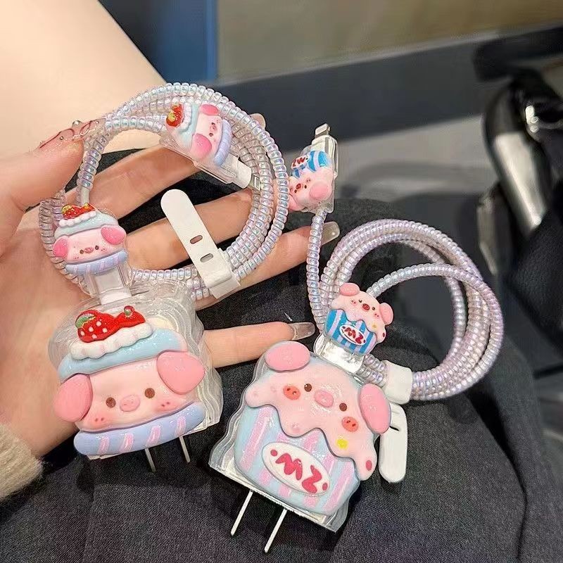 หมีน้อยน่ารัก Xiaomi 33W Charger Protector ชุดซิลิโคนนุ่ม Charger Cable Winder Charger Case สําหรับ 