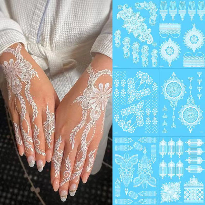 70+ EXCLUSIVE DESIGN Sticker Inai Putih White Henna Sticker ดีไซน์ใหม่