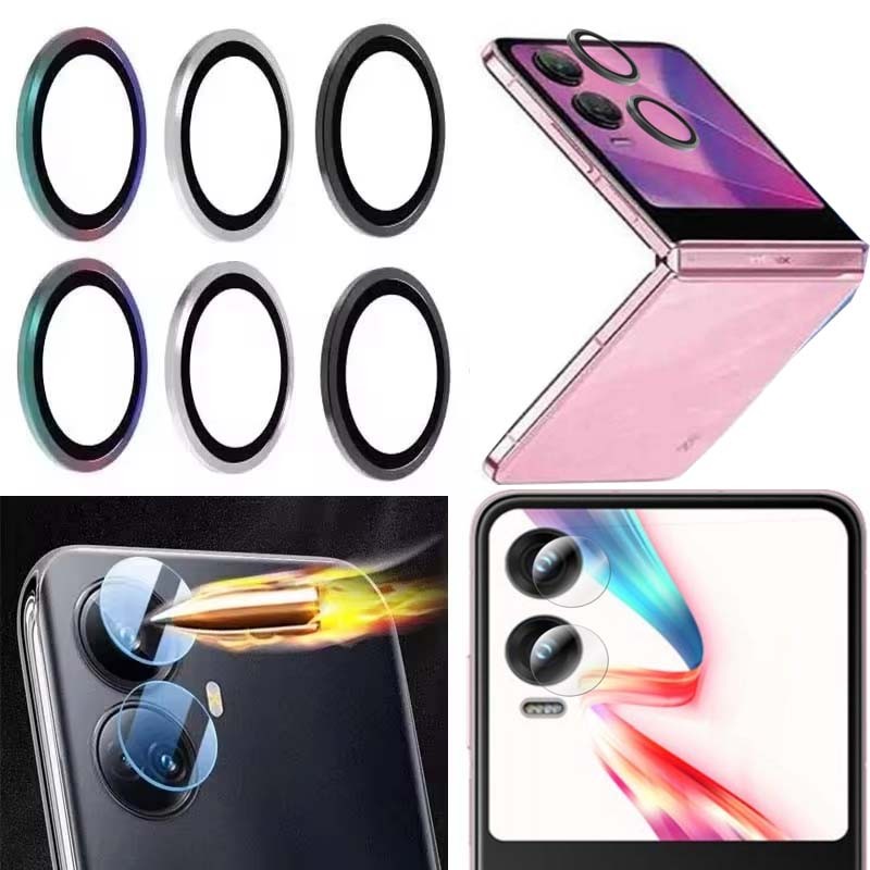 สําหรับ Infinix Zero Flip 5G เลนส์ Protector กระจกนิรภัยฝาครอบกล้องแหวนโลหะที่มีสีสันแก้วใส Anti Break Hard Film