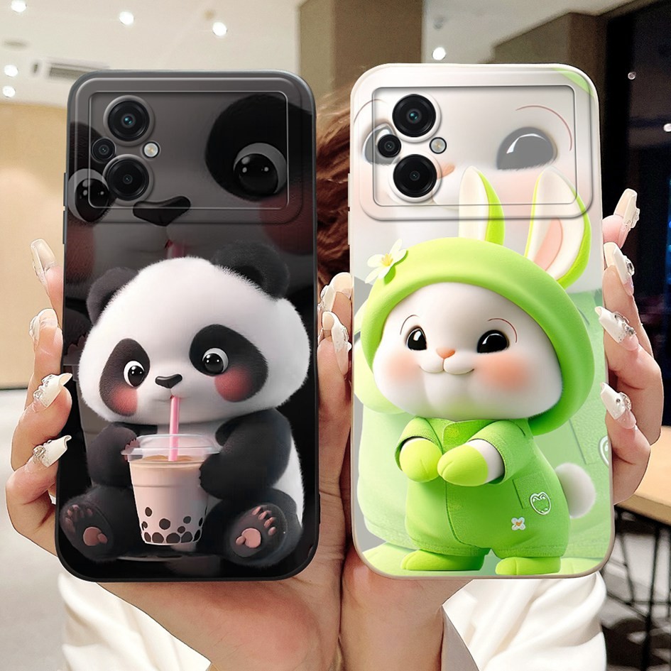 ปลอกใหม่สําหรับ Xiaomi Poco M5 กรณีสร้างสรรค์กระต่าย Panda ซิลิโคนอ่อนนุ่ม Candy TPU กันกระแทกสําหรับ Xiaomi Poco M5s กันชน