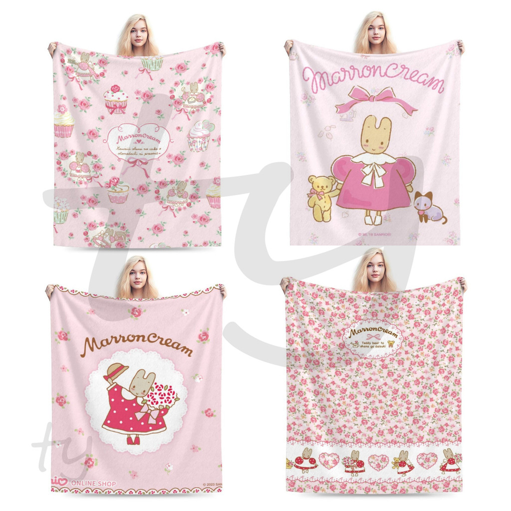Sanrio Marron Cream ผ้าห่มขนแกะไมโครนุ่มพิเศษ รูปแบบการพิมพ์ส่วนบุคคล แฟชั่น ความอบอุ่น ผ้าห่มนุ่ม ผ้าห่มเตียงและโซฟา 50*60 นิ้ว
