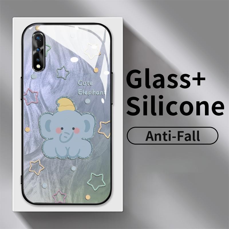 เคสแข็งสําหรับ IQOO Neo U5x Z6 5G Z7i กระจกนิรภัยซิลิคอนกลับ Simple Baby Elephant Cas