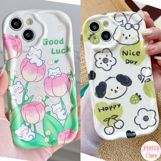 เคสนิ่ม ขอบโค้ง ลายดอกทิวลิป หมี กระต่าย สําหรับ Realme C55 C53 C35 C33 C31 C30S C20 C17 C15 C12 C11 C25S C21Y C25Y 11 10 8 7 6i 5S Pro