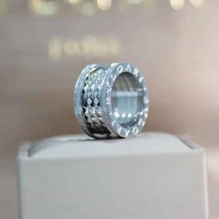 Bulgari แหวนเงิน ประดับเพชร สีส้ม แฟชั่นคู่รัก gp831