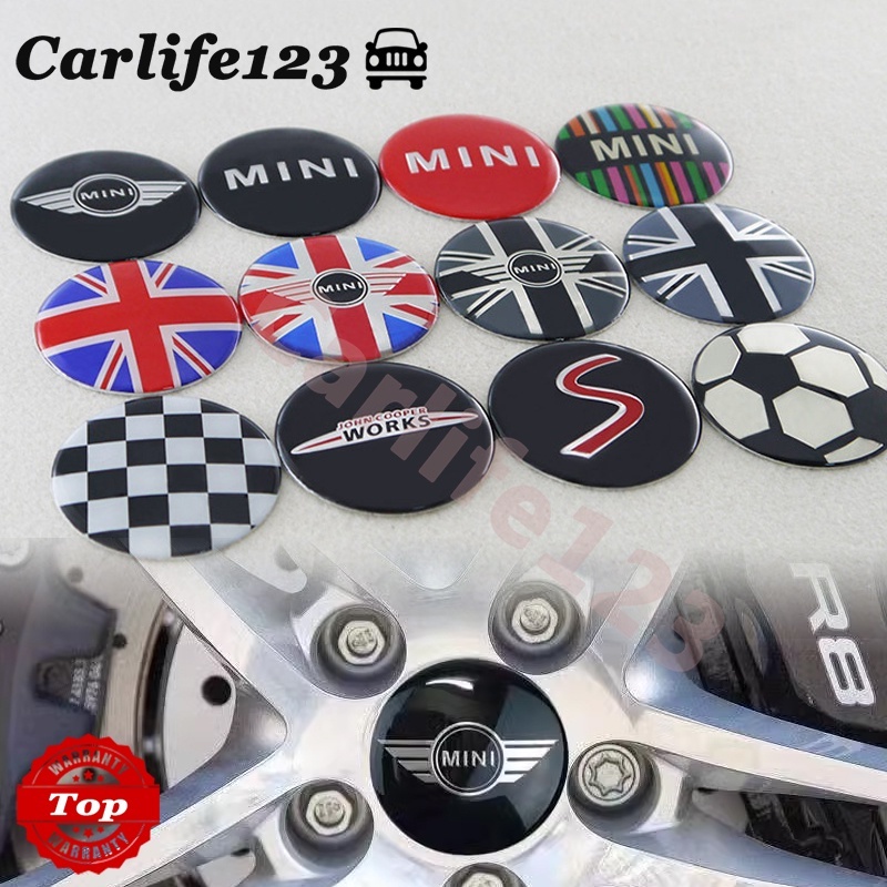4pcs สําหรับ BMW MINI Cooper S F54 F55 R55 R56 รถศูนย์ล้อ Hub Cap สติกเกอร์รูปลอกโลโก้